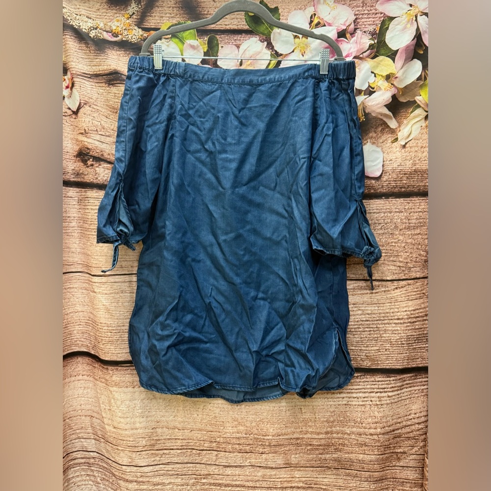 Aqua Blue Off-Shoulder Blouse